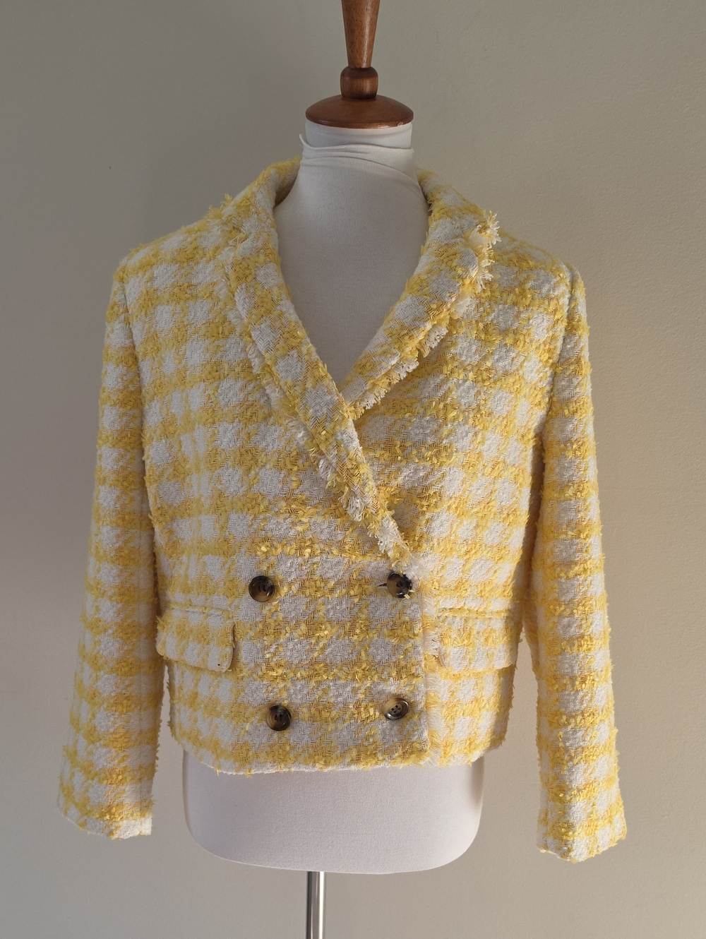 Ann Taylor Yellow and White Plaid Blazers  Jacket